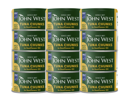 John West Tuna Chunks In Sunflower Oil Tins x 12